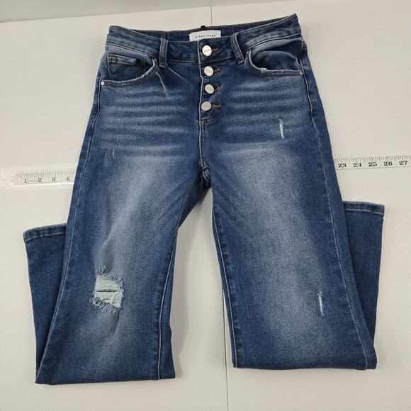 Stylish Blue Denim Wide Leg Jeans - Picture 1 of 12